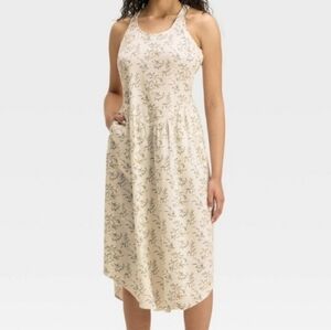 Nwt Universal Thread White/Cream Floral Linen Drop Waist Dress